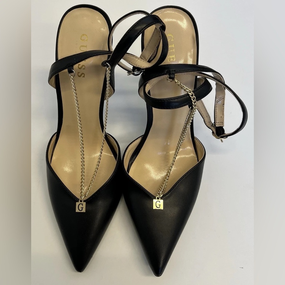 Guess Black Heels with Gold Accent